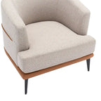 Sillón de barrica individual de lino y piel sintética bicolor mostaza/naranja quemado