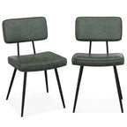 Silla de comedor de piel sintética verde/marrón, juego de 2