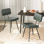 Silla de comedor de piel sintética verde/marrón, juego de 2