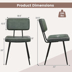 Silla de comedor de piel sintética verde/marrón, juego de 2