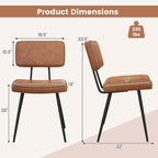 Silla de comedor de piel sintética verde/marrón, juego de 2