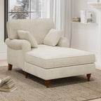Tumbona de Pana Beige, 2 Plazas, 102.8 cm An. x 157.5 cm Prof. x 89.4 cm Al.