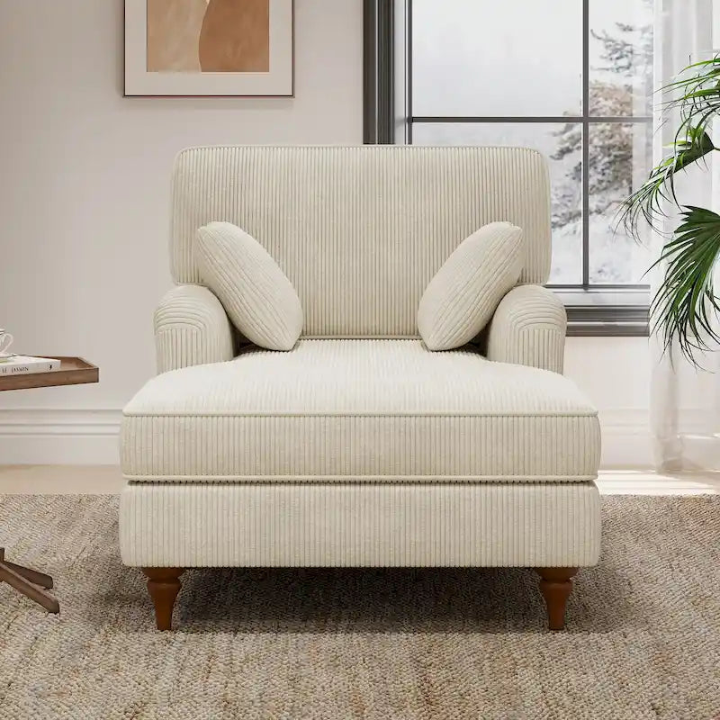 Tumbona de Pana Beige, 2 Plazas, 102.8 cm An. x 157.5 cm Prof. x 89.4 cm Al.