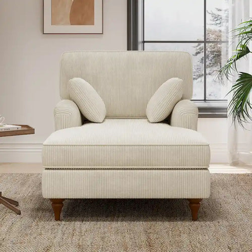 Tumbona de Pana Beige, 2 Plazas, 102.8 cm An. x 157.5 cm Prof. x 89.4 cm Al.