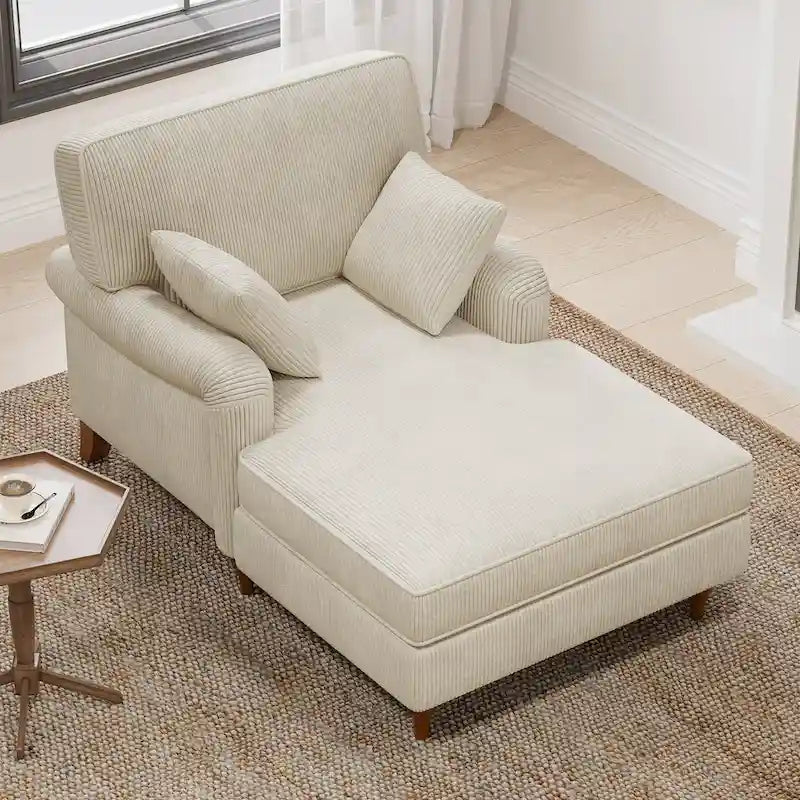 Tumbona de Pana Beige, 2 Plazas, 102.8 cm An. x 157.5 cm Prof. x 89.4 cm Al.