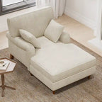 Tumbona de Pana Beige, 2 Plazas, 102.8 cm An. x 157.5 cm Prof. x 89.4 cm Al.