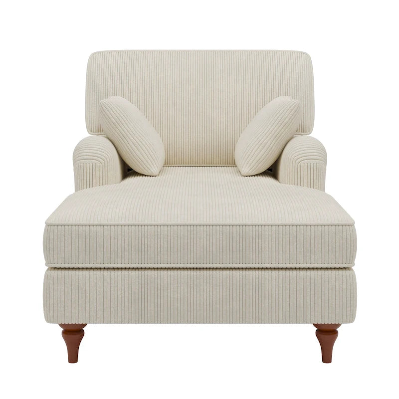 Tumbona de Pana Beige, 2 Plazas, 102.8 cm An. x 157.5 cm Prof. x 89.4 cm Al.