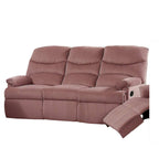 Sofá Reclinable Manual de Terciopelo Rosa Rubor, 1 Asiento, 73 Pulgadas