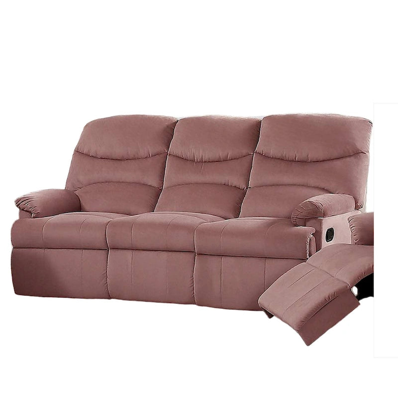 Sofá Reclinable Manual de Terciopelo Rosa Rubor, 1 Asiento, 73 Pulgadas