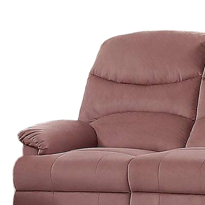 Sofá Reclinable Manual de Terciopelo Rosa Rubor, 1 Asiento, 73 Pulgadas
