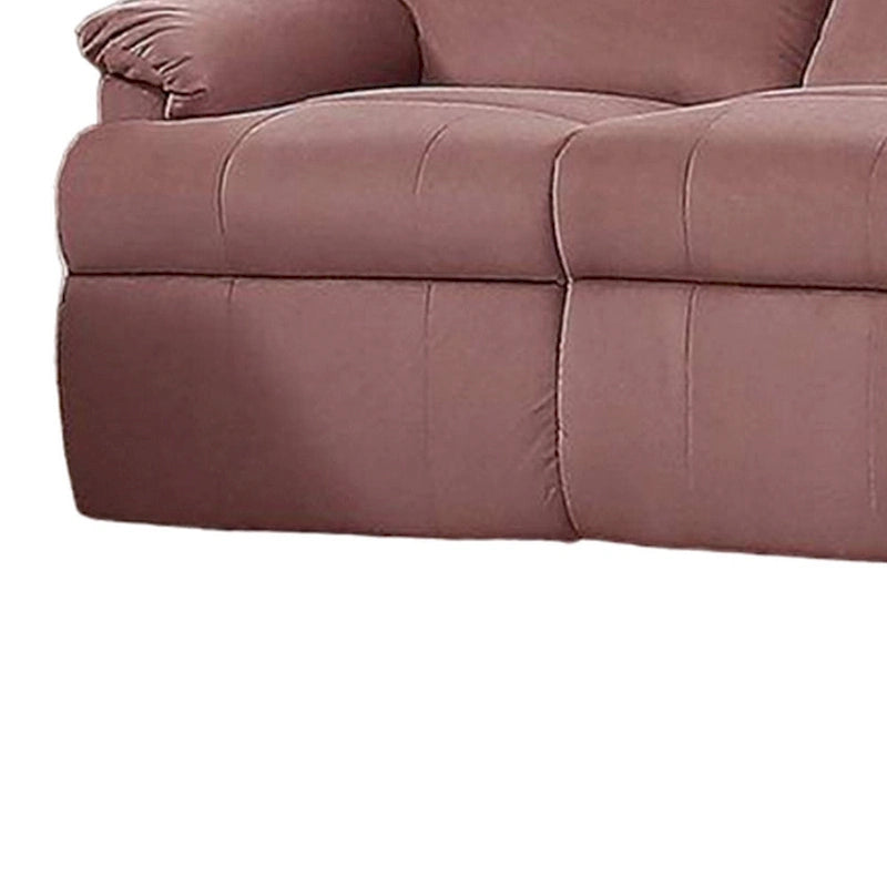 Sofá Reclinable Manual de Terciopelo Rosa Rubor, 1 Asiento, 73 Pulgadas