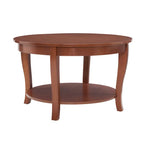 Mesa de centro redonda, beige/blanca, estante de almacenamiento abierto