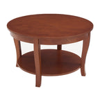 Mesa de centro redonda, beige/blanca, estante de almacenamiento abierto