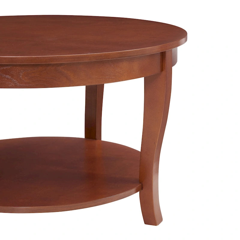 Mesa de centro redonda, beige/blanca, estante de almacenamiento abierto