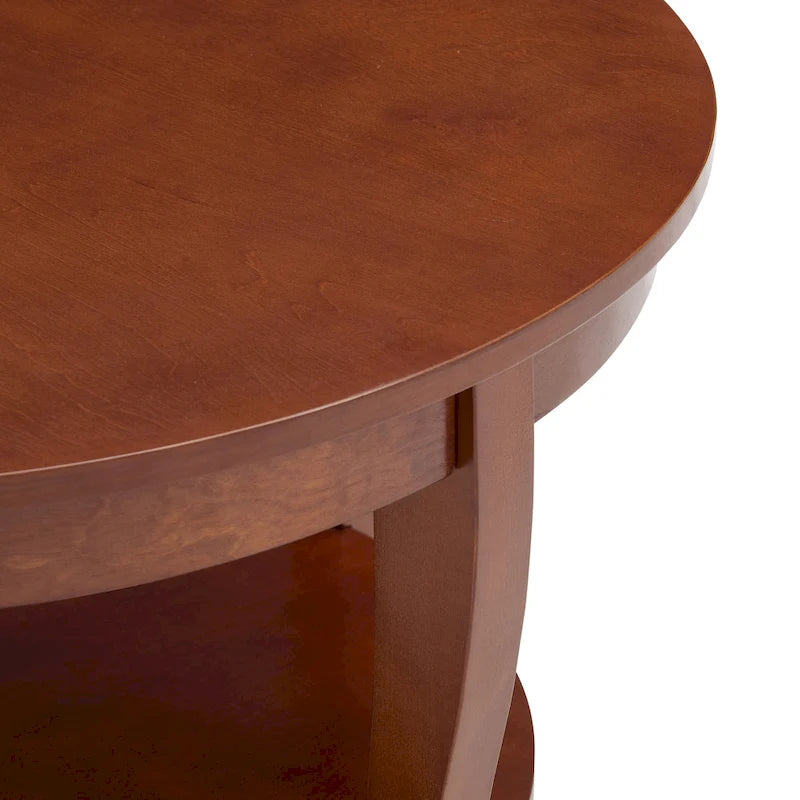 Mesa de centro redonda, beige/blanca, estante de almacenamiento abierto