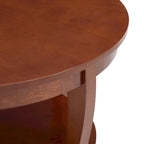 Mesa de centro redonda, beige/blanca, estante de almacenamiento abierto