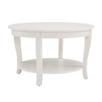 Mesa de centro redonda, beige/blanca, estante de almacenamiento abierto