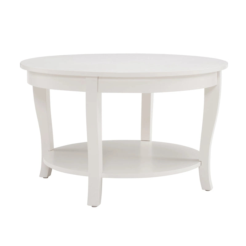 Mesa de centro redonda, beige/blanca, estante de almacenamiento abierto