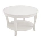 Mesa de centro redonda, beige/blanca, estante de almacenamiento abierto