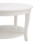 Mesa de centro redonda, beige/blanca, estante de almacenamiento abierto
