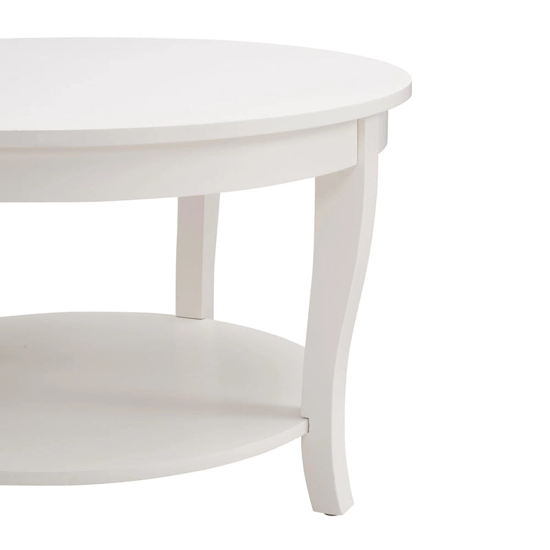 Mesa de centro redonda, beige/blanca, estante de almacenamiento abierto