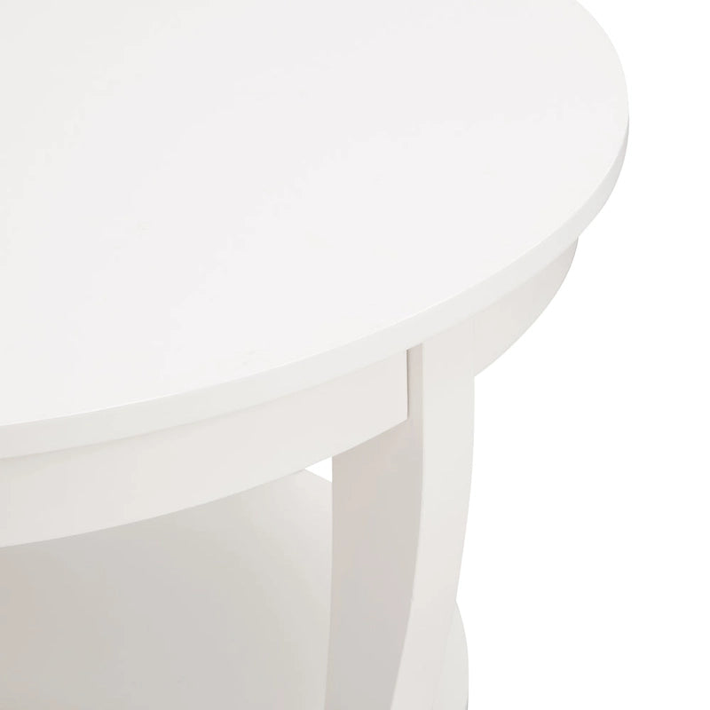 Mesa de centro redonda, beige/blanca, estante de almacenamiento abierto