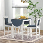 Juego compacto de 3 piezas para altura de barra: mesa de madera con alas abatibles y 2 sillas de comedor acolchadas para espacios pequeños