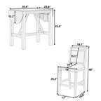 Juego compacto de 3 piezas para altura de barra: mesa de madera con alas abatibles y 2 sillas de comedor acolchadas para espacios pequeños