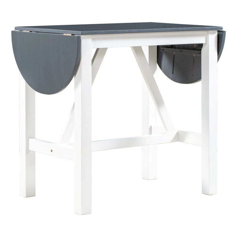 Juego compacto de 3 piezas para altura de barra: mesa de madera con alas abatibles y 2 sillas de comedor acolchadas para espacios pequeños