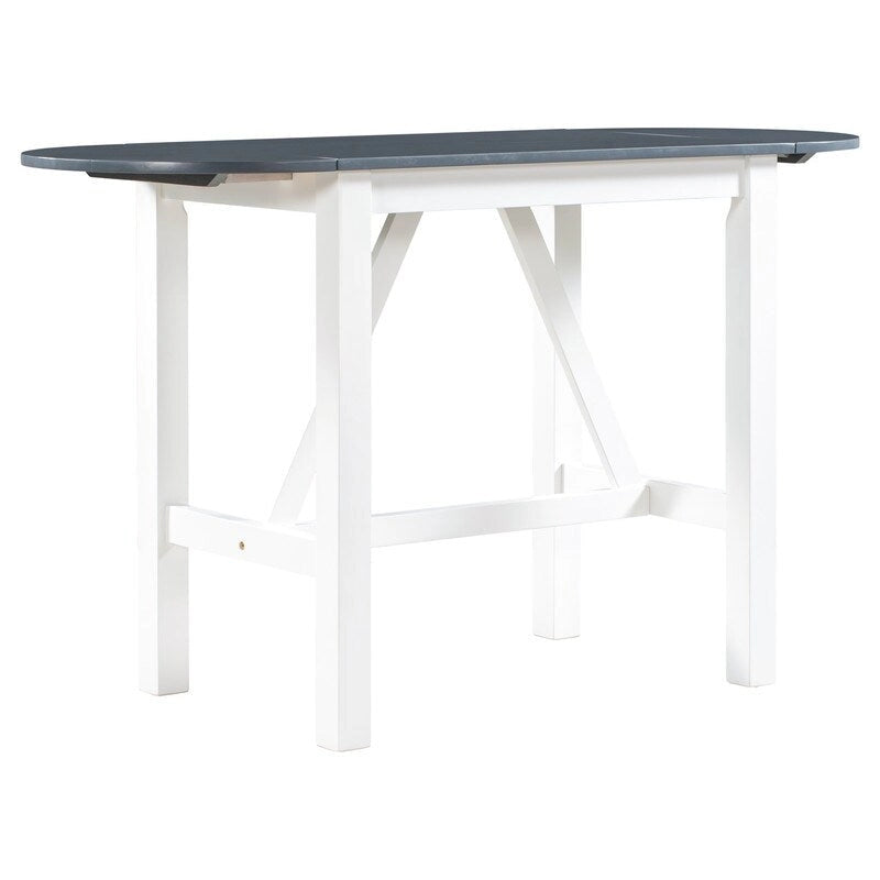 Juego compacto de 3 piezas para altura de barra: mesa de madera con alas abatibles y 2 sillas de comedor acolchadas para espacios pequeños