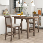 Juego compacto de 3 piezas para altura de barra: mesa de madera con alas abatibles y 2 sillas de comedor acolchadas para espacios pequeños