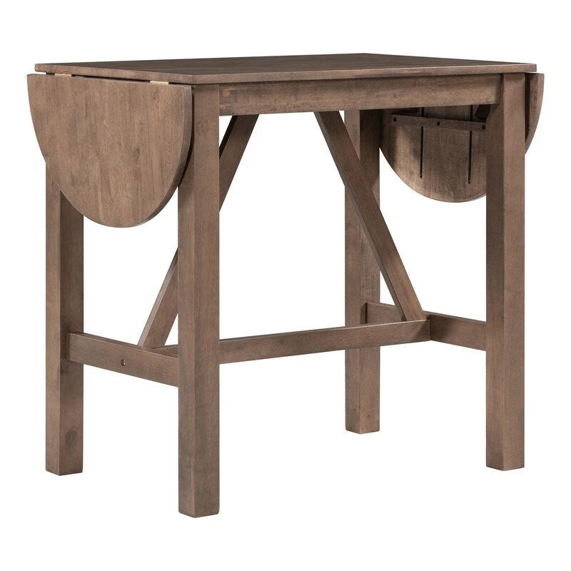 Juego compacto de 3 piezas para altura de barra: mesa de madera con alas abatibles y 2 sillas de comedor acolchadas para espacios pequeños