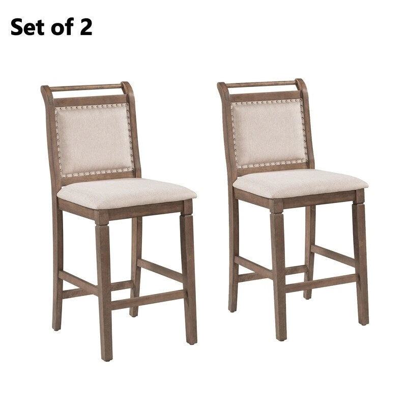 Juego compacto de 3 piezas para altura de barra: mesa de madera con alas abatibles y 2 sillas de comedor acolchadas para espacios pequeños