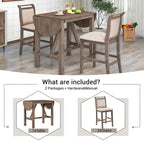 Juego compacto de 3 piezas para altura de barra: mesa de madera con alas abatibles y 2 sillas de comedor acolchadas para espacios pequeños