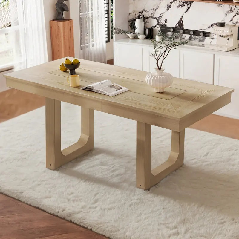 60 -78  Extendable Dining Table, Farmhouse Wooden Kitchen Table with Removable Leaf, Large Expanding Table for 4-8