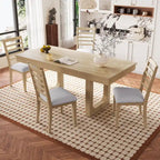 Mesa de comedor extensible marrón para 4-8 personas, estilo rústico con tablero desmontable