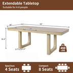Mesa de comedor extensible marrón para 4-8 personas, estilo rústico con tablero desmontable