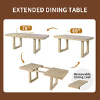 Mesa de comedor extensible marrón para 4-8 personas, estilo rústico con tablero desmontable