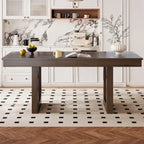 Mesa de comedor extensible marrón para 4-8 personas, estilo rústico con tablero desmontable