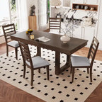 Mesa de comedor extensible marrón para 4-8 personas, estilo rústico con tablero desmontable
