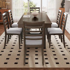 Mesa de comedor extensible marrón para 4-8 personas, estilo rústico con tablero desmontable