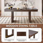 Mesa de comedor extensible marrón para 4-8 personas, estilo rústico con tablero desmontable