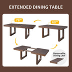 Mesa de comedor extensible marrón para 4-8 personas, estilo rústico con tablero desmontable