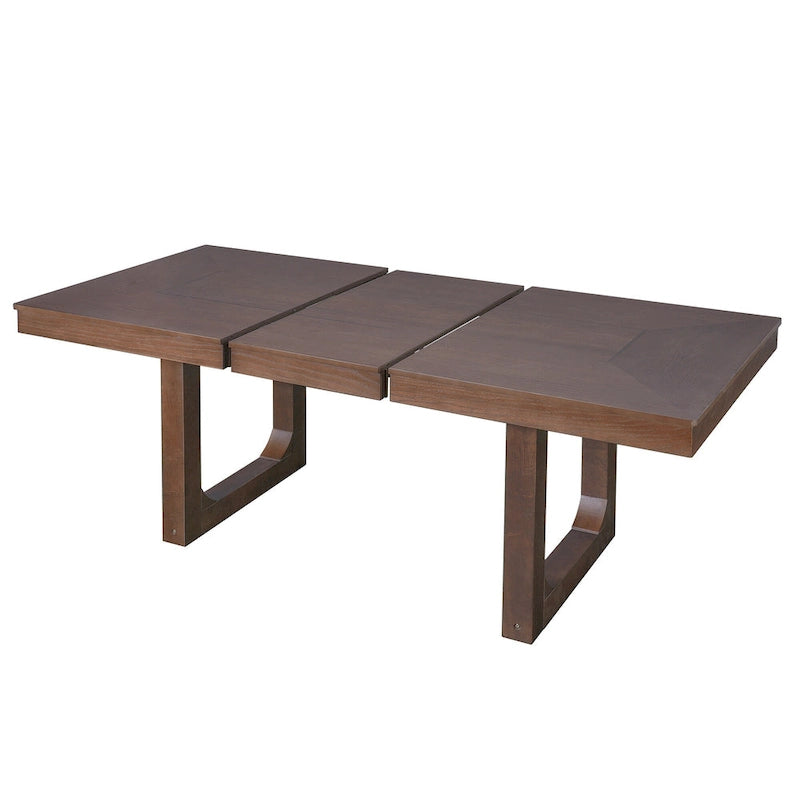 Mesa de comedor extensible marrón para 4-8 personas, estilo rústico con tablero desmontable