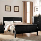 Cama King de transición negra – Pino macizo y chapa de madera