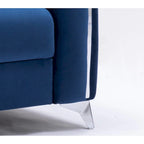 Sillón Individual Terciopelo Azul, Estilo Contemporáneo