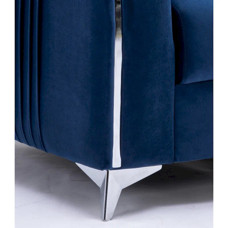 Sillón Individual Terciopelo Azul, Estilo Contemporáneo