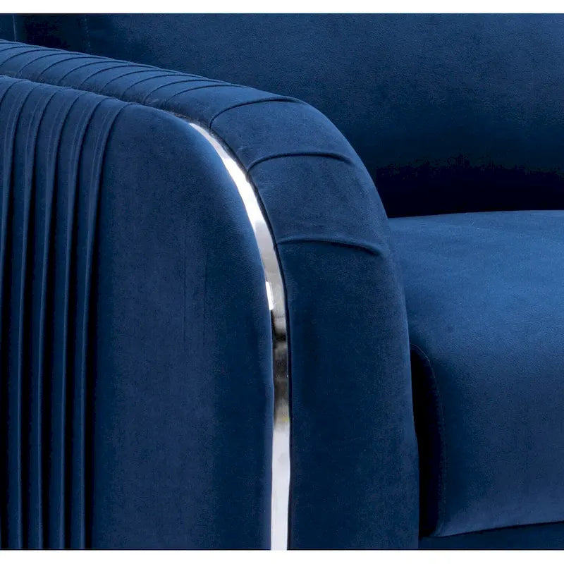 Sillón Individual Terciopelo Azul, Estilo Contemporáneo