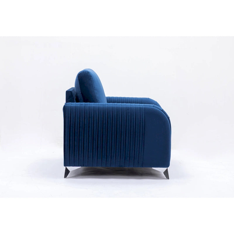 Sillón Individual Terciopelo Azul, Estilo Contemporáneo