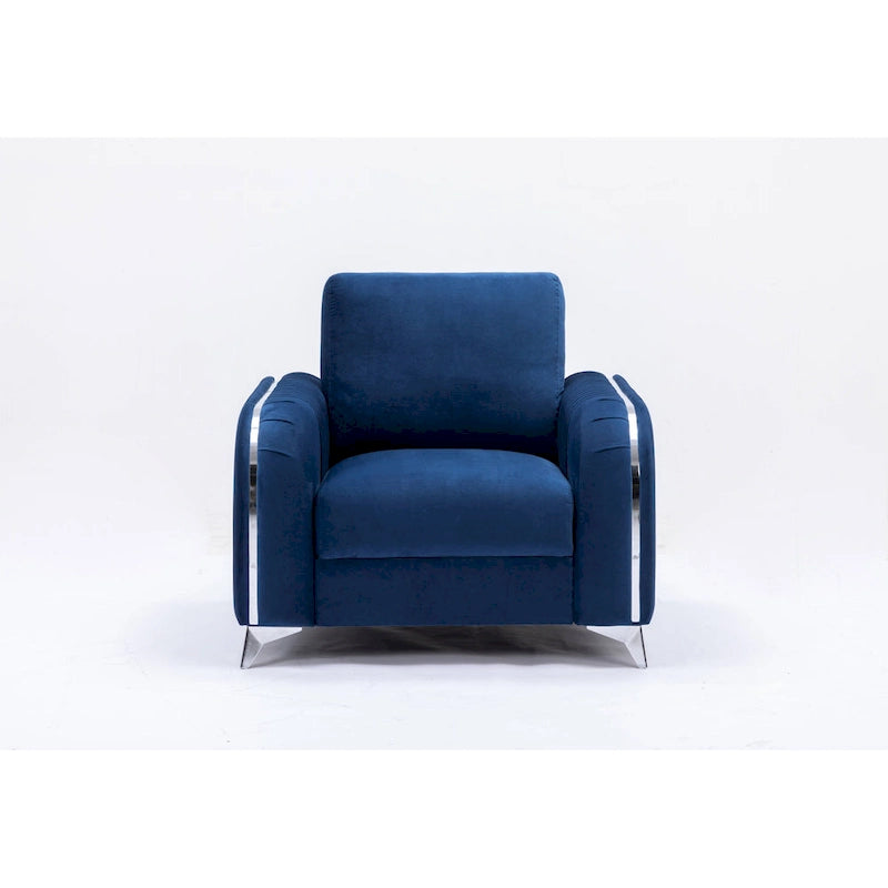 Sillón Individual Terciopelo Azul, Estilo Contemporáneo